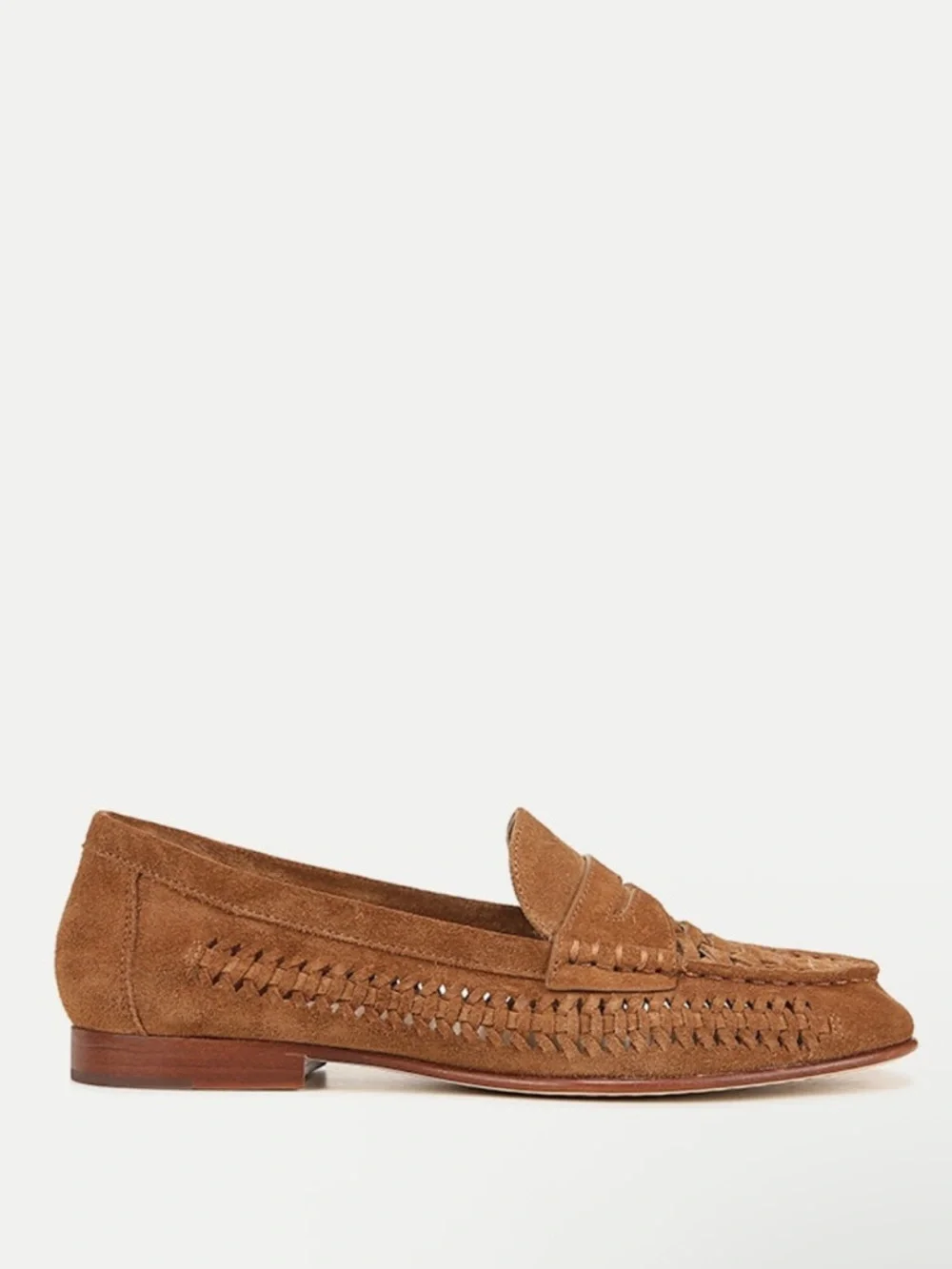 Veronica Beard Soft Suede Woven Penny Loafer in Hazel